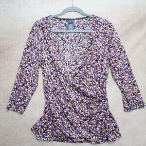Covington Abstract Mesh Wrap Top XL Y2K